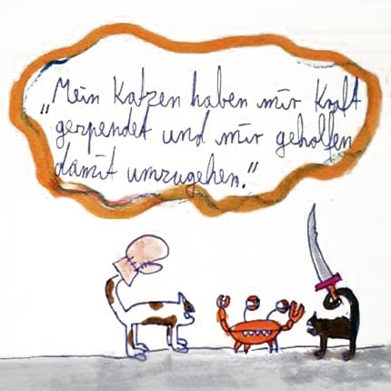 Zeichnung von Katzen die gegen Krebs kämpfen