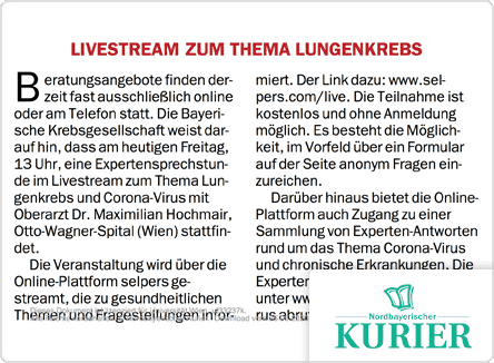 selpers in Nordbayerischer Kurier April 2020