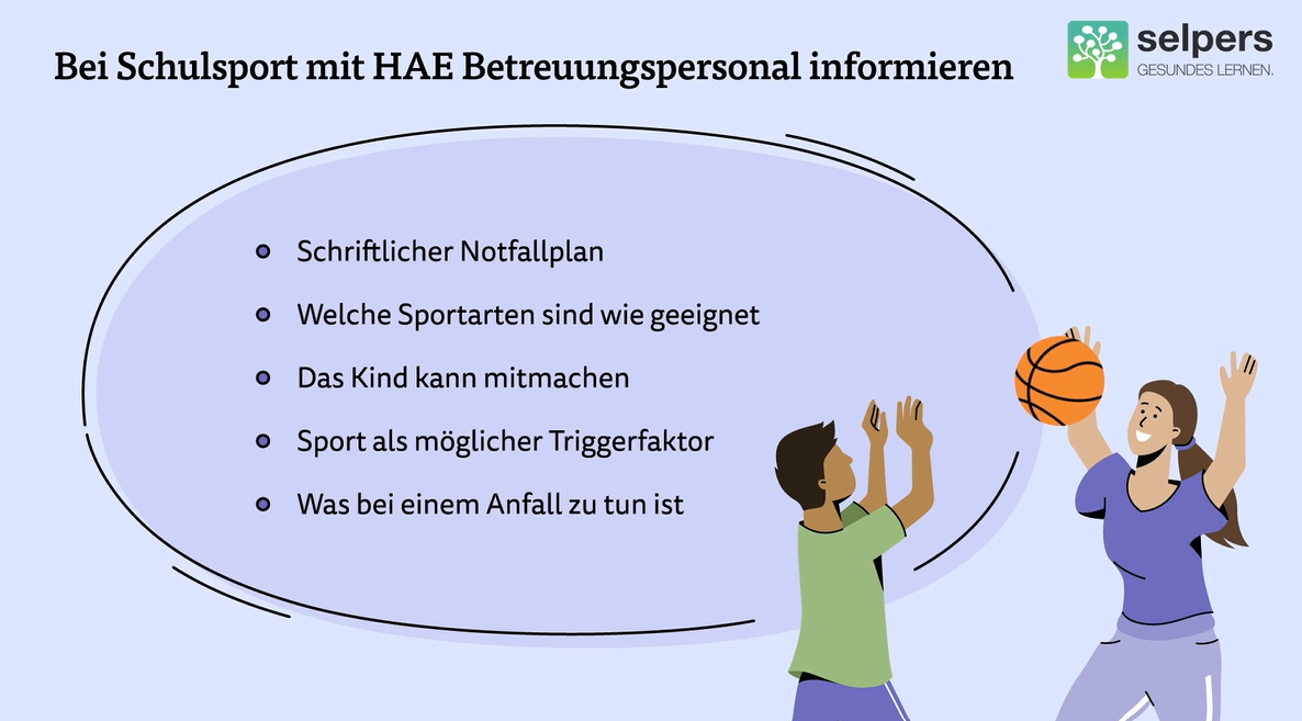 Bei Schulsport mit HAE Betreuungspersonal informieren Worüber Betreuungspersonal bei hereditärem Angioödem bei Schulsport informieren